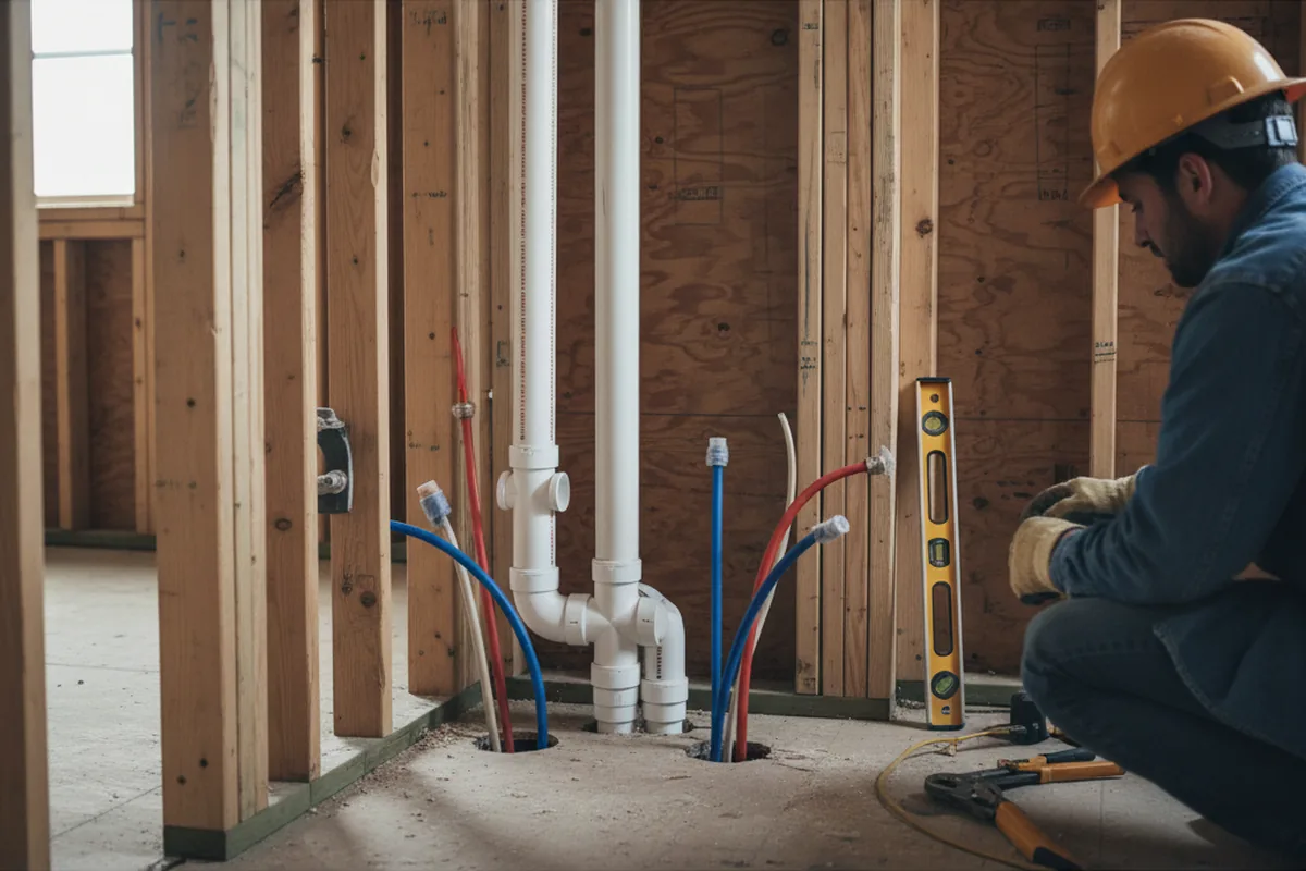 Drain and supply rough-in during Drain Cleaning in Osage
