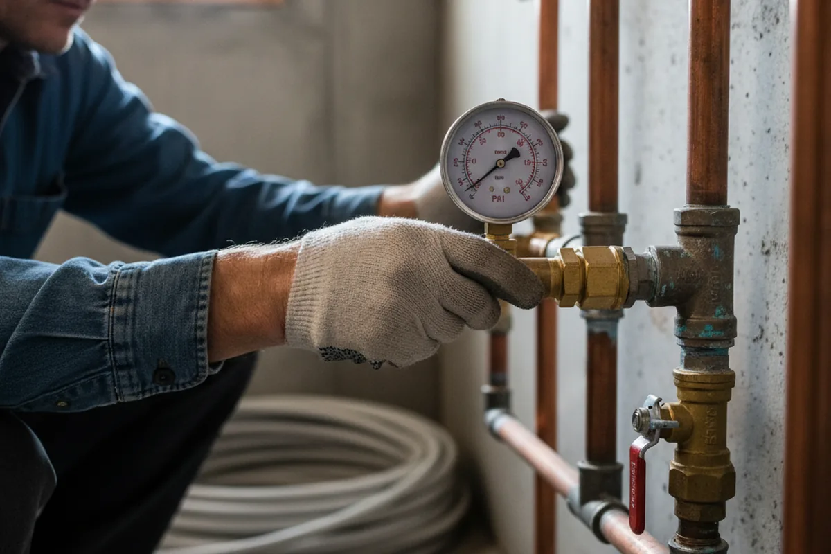 Pressure testing a repaired line during Water Line Repair in Osage